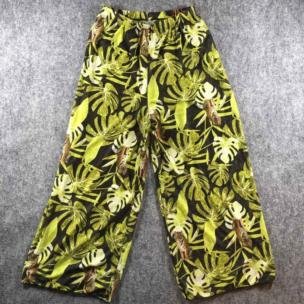Tropical Print Wide Leg Pants Tiger Print Lounge Pants Comfy Size S